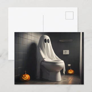 Underbart Halloween-spöke på toaletten Vykort