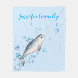 Underbart hav pojke Narwhal och bubblor Fleecefilt