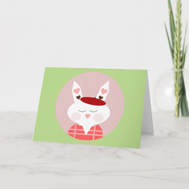Underbart Hearts Bunny Greeting Card Kort (Framsida)