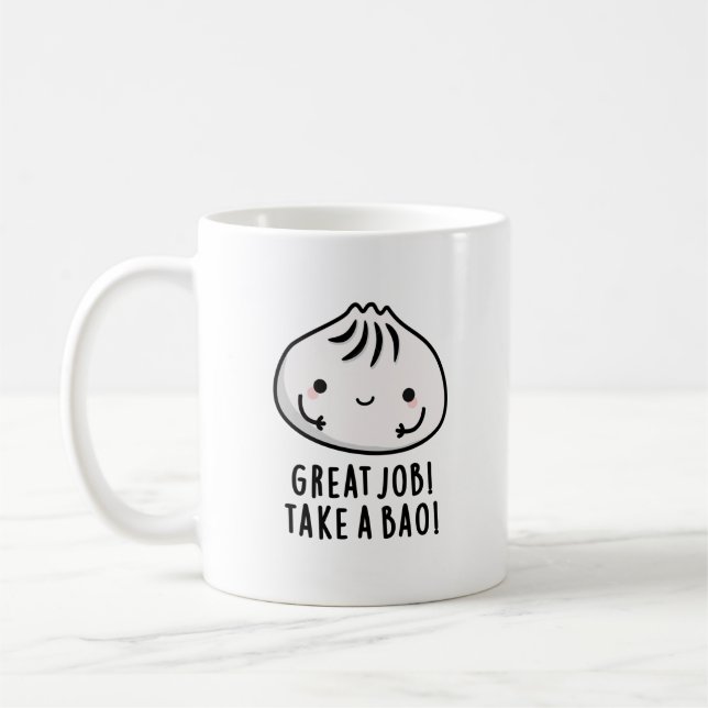Underbart jobb ta en Bao Funny Dimsum Pun Kaffemugg (Vänster)