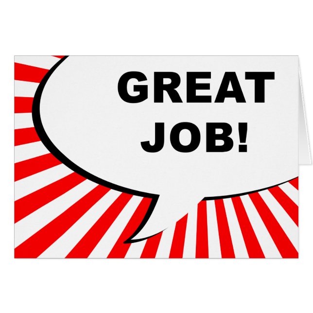 underbart jobb! tecknad bubbla OBS kort (Framsidan Horizontal)