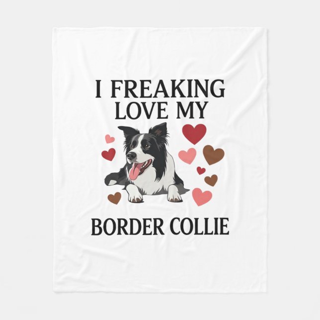 Underbart kärlek Border Collie Hund Hjärtan_1 Fleecefilt (Framsidan)