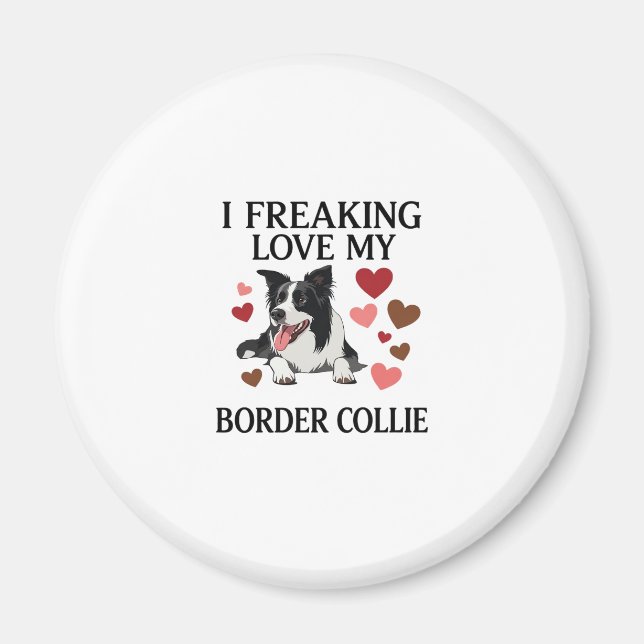 Underbart kärlek Border Collie Hund Hjärtan_1 Magnet (Framsidan)