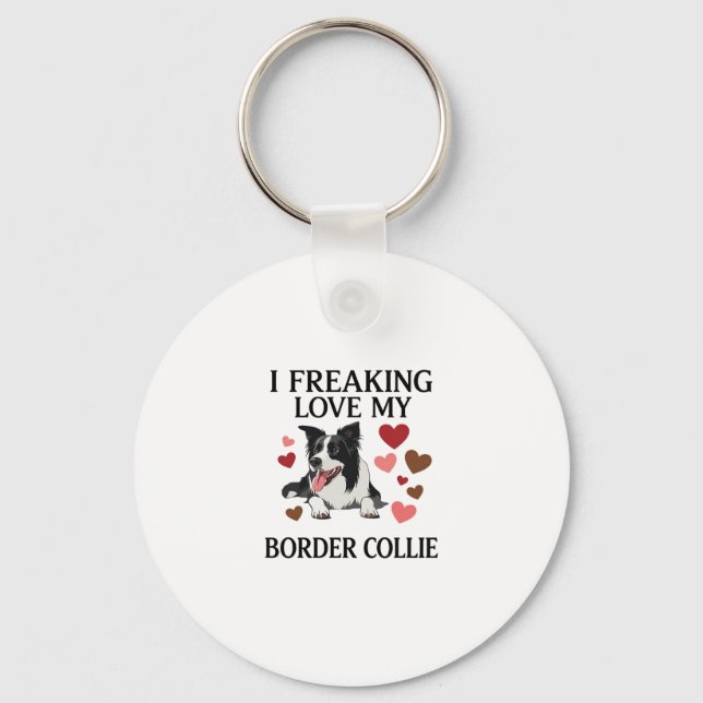 Underbart kärlek Border Collie Hund Hjärtan_1 Nyckelring (Framsida)