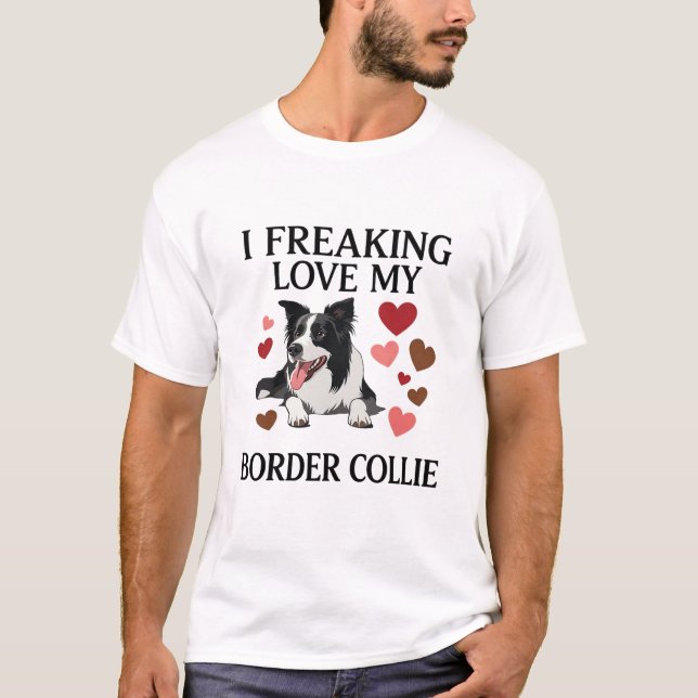 Underbart kärlek Border Collie Hund Hjärtan_1 T Shirt (Framsida)