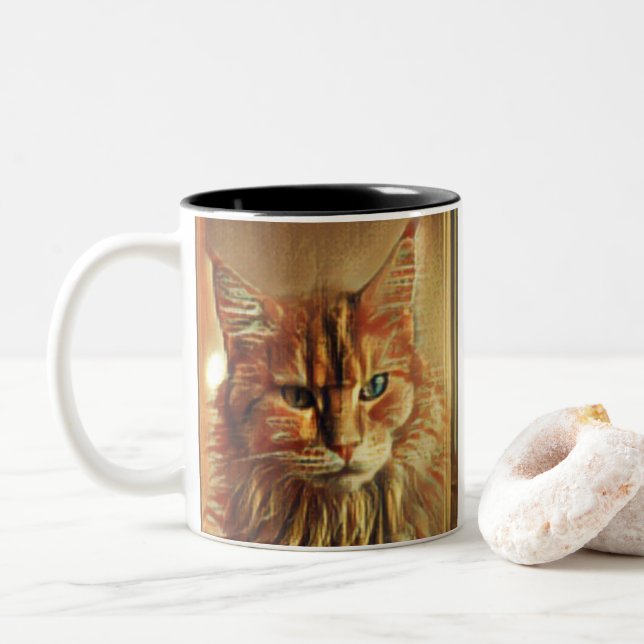 Underbart Katt Två-Tonad Mugg (Med munk)