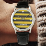 Underbart klassisk Humla Rand stripe Mönster Armbandsur<br><div class="desc">Anpassa din värld med vår söta rand-design. Din ord eller namn, som ställs in mot en häpnadsväckande bakgrund, tillför en aning krydda till stil. Designad med Zaubershirts ❤ är det en verkligt unik och speciell skapelse, bara för dig!</div>
