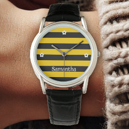 Underbart klassisk Humla Rand stripe Mönster Armbandsur