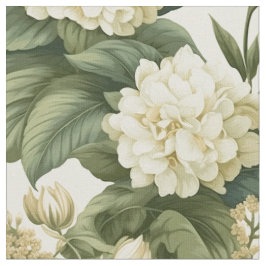 Underbart klassiskt vitt oliv grönt blommönster tyg