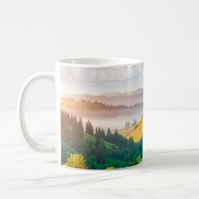 Underbart landskap på morgonen. Loca Kaffemugg (Vänster)
