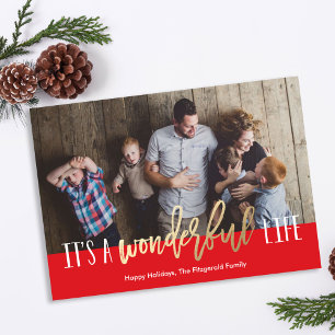 Underbart Life Red Faux Foil Guld Helgdag Card Julkort