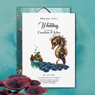 Underbart, lilla steampunk seahorse. inbjudningar