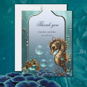 Underbart, lilla steampunk seahorse. tack kort
