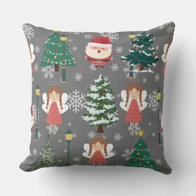 Underbart liten flicka och Jultomten l Red Julafto Kudde (Framsida)