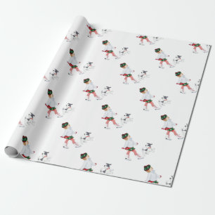 Underbart liten flicka som kissar på is och Hund Presentpapper