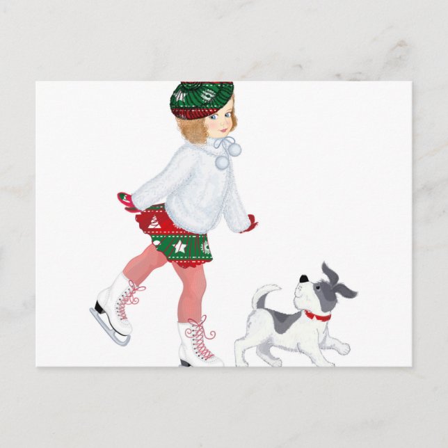 Underbart liten flicka som kissar på is och Hund Vykort (Framsida)