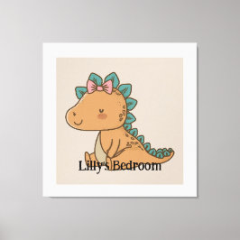 Underbart Little Girl Dinosaur - Cute Dino Design Canvastryck