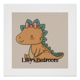 Underbart Little Girl Dinosaur - Cute Dino Design Perfect Poster