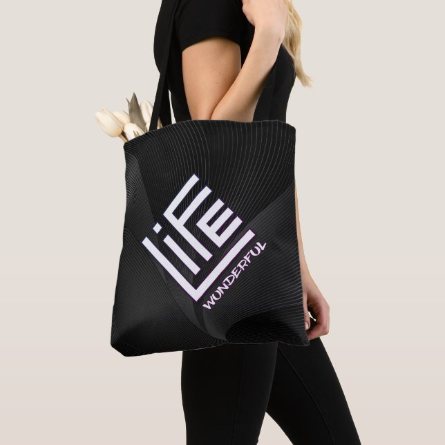 Underbart liv - Lila White Mix Edition Tote Bag Tygkasse (Närbild)