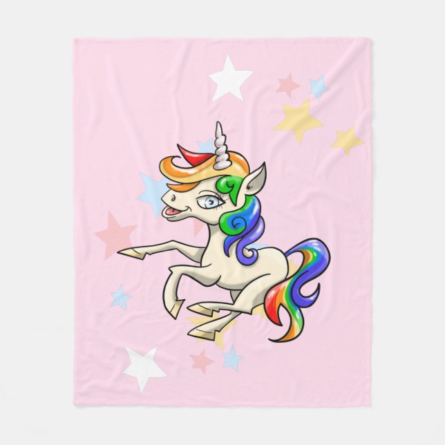 Underbart, Magic Tecknad Unicorn Fleece Blanket (Framsidan)