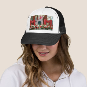 Underbart Mamma i färgstarka feta blommor med tack Keps