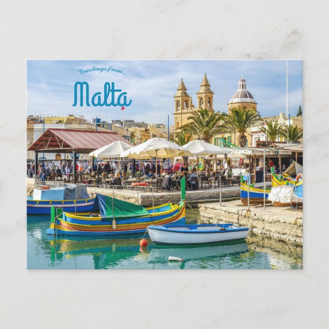 Underbart Marsaxlokk Malta Postcard Vykort (Framsida)