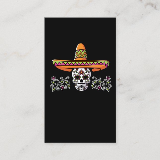 Underbart mexikanskt skull Sombrero Cinco de Mayo Visitkort (Framsida)