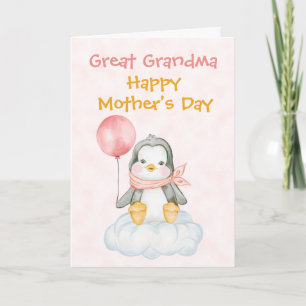 Underbart Mors dag Penguin-kort för Rosa av farmor Kort