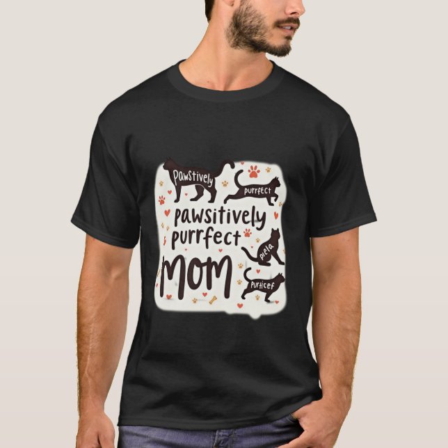 Underbart Mysig Mamma Svart Katt T Shirt (Framsida)