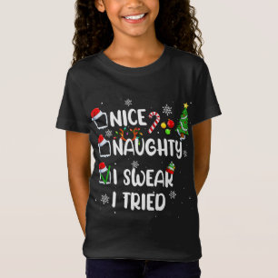 Underbart Nice Naughty I Swear I Tried jul Pajam T Shirt