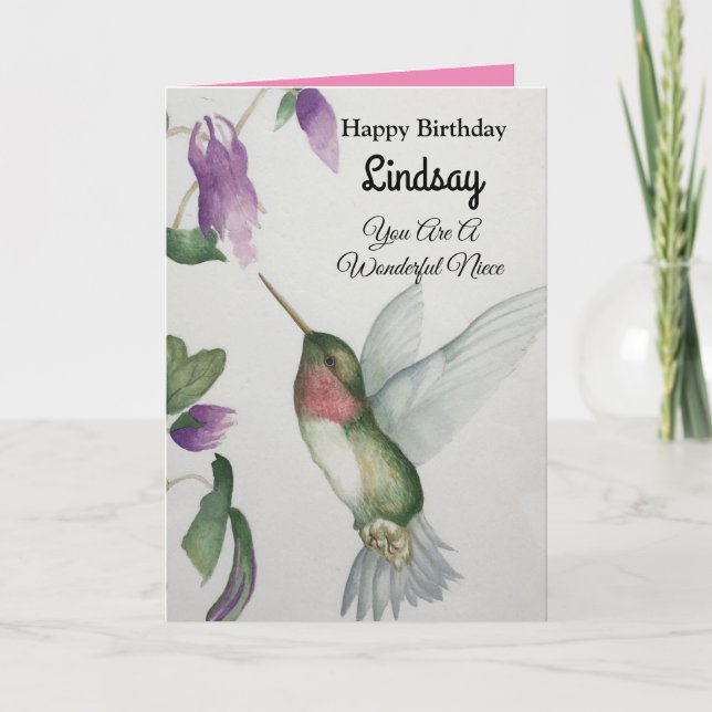 Underbart Niece Birthday Hummingbird Greeting Card Kort (Framsida)