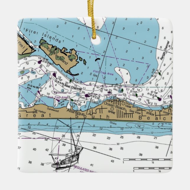 Underbart NY-diagram för södra Beach Julgransprydnad Keramik (Framsida)