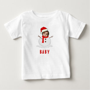 Underbart Photo Ansikte Snögubbe jul T Shirt