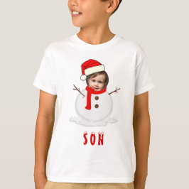 Underbart Photo Ansikte Snögubbe jul T Shirt