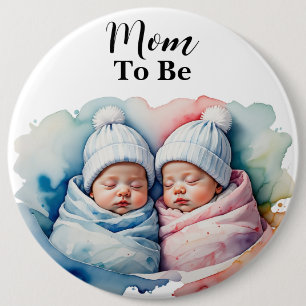 Underbart pojke/flicka twin Spädbarn Mamma att bli Knapp