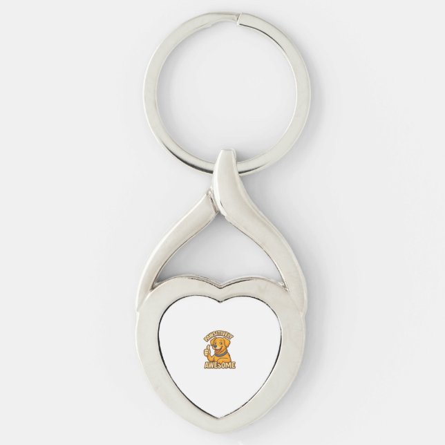 Underbart positivt twisted heart silverfärgad nyckelring (Framsidan)