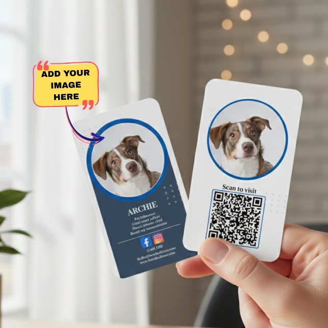 Underbart professionellt: Hund Foto Sociala Medier Visitkort (Black and White: Dog Photo Social Media Business Business Card)