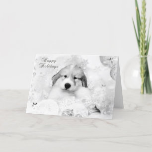 Underbart Pyrenéers-Helgdag för vattenfärgspuppy B Helgkort