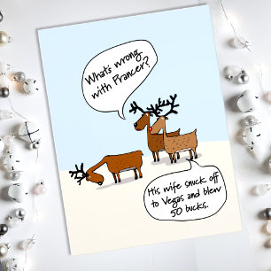 Underbart Reindeer Vegas-vykort för julgranar Helg Vykort