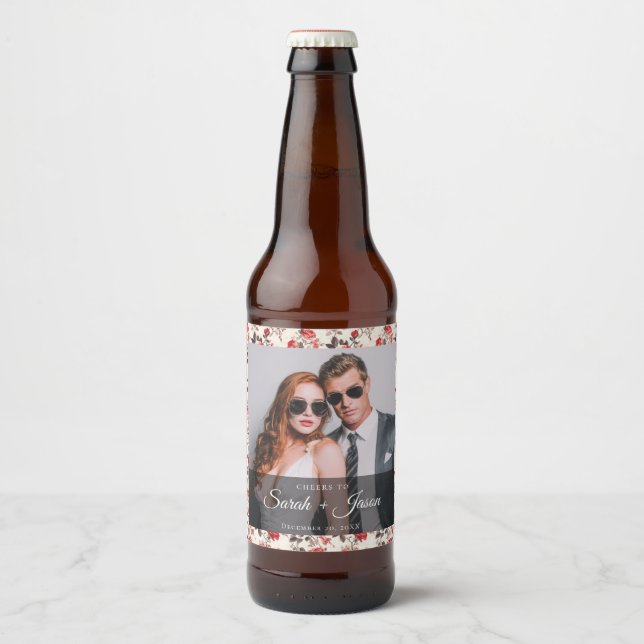 Underbart Ro-minimalistiskt Bröllop Beer-märke Ölflaska Etikett (Framsida)
