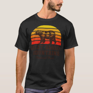 Underbart Rökigt berg nationalpark Bear Retro Vin T Shirt