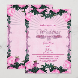 Underbart rosa ros inbjudningar