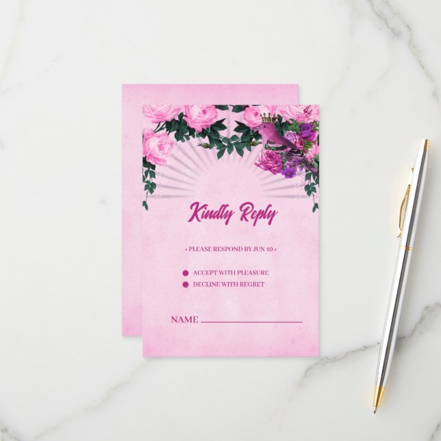 Underbart rosa ros OSA kort (Fram/Back In Situ)