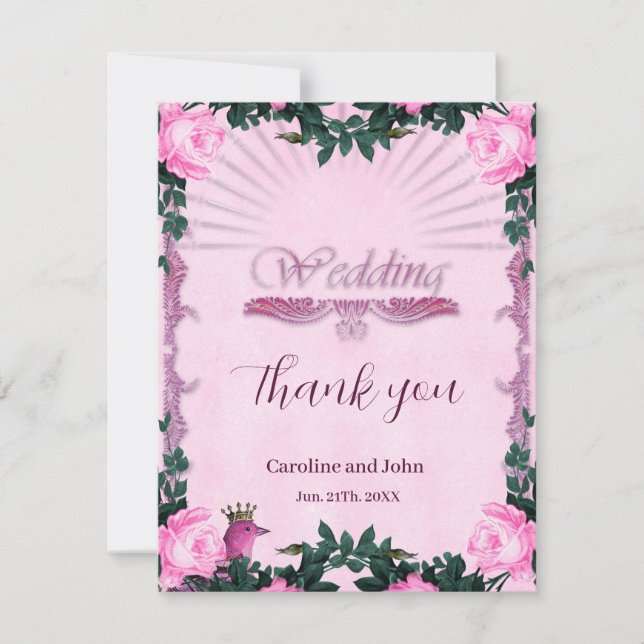 Underbart rosa ros tack kort (Framsida)