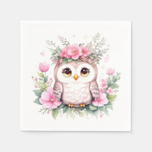 Underbart Rosa Uggla Baby Shower Pappersservett