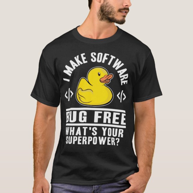 Underbart Rubber Anka Superpower Programmer Nerd B T Shirt (Framsida)