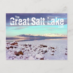 Underbart Salt Sjö Utah Winter Ligcape Vykort