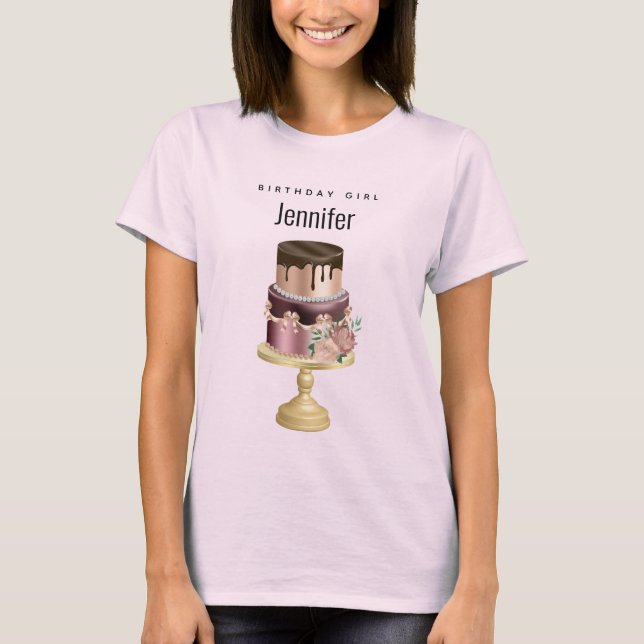 Underbart Shiny Luxury Party Cake Birthday Girl T Shirt (Framsida)