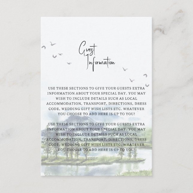 Underbart Sjöar-gästinformationskort Tilläggskort (Framsida)