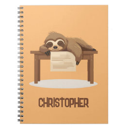 Underbart Sömnig Studera Sloth med Kids Namn Anteckningsbok